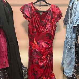 Ralph Lauren Red Floral Midi Dress